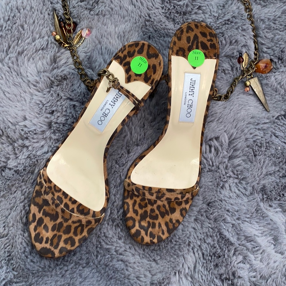 Jimmy Choo Leopard Chain Strap Heels